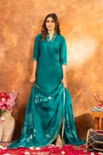 Women’s Rama Roman silk floral kurta set with matching pant – Reega Fashion