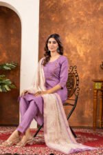 Lovender Straight Kurti Pant With Printed Dupatta Set