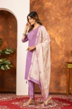 Lovender Straight Kurti Pant With Printed Dupatta Set - Image 4