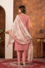 Peach Straight Kurti Pant With Printed Dupatta Set - Image 5