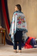 Women's Blue Mango Silk Floral Kurta Set - Image 3