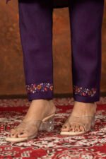 Wine Straight Kurti Pant With Printed Dupatta Set - Image 8