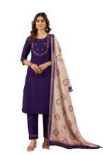 Purple Straight Kurti Pant With Printed Dupatta Set - Image 6