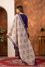 Purple Straight Kurti Pant With Printed Dupatta Set - Image 7