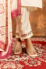Off White Straight Kurti Pant With Printed Dupatta Set - Image 5